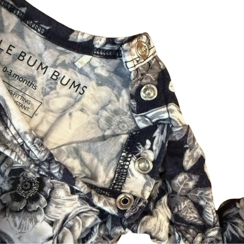 Little Bum Bums Floral Skull Bamboo Romper 0–3M Long Sleeve